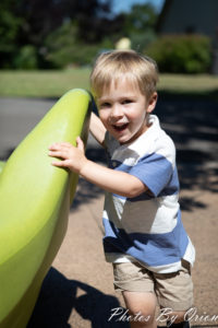 Young boy plays at the park in Salem Oregon